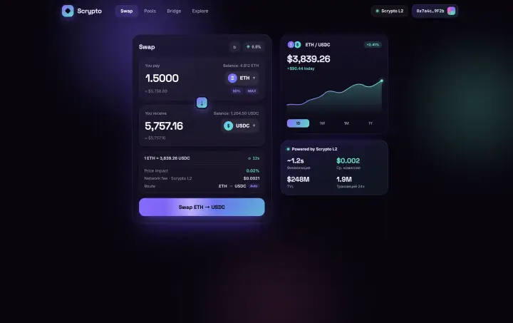 Скриншот проекта DEX на L2 Ethereum